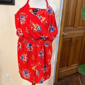Justify Red Floral Halter Dress